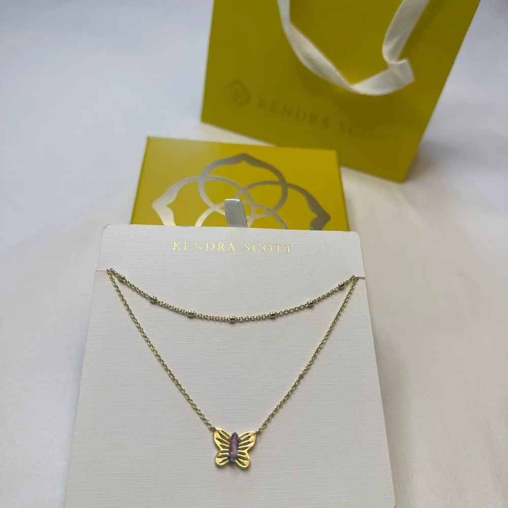 New Kendra Scott Butterfly Multi-Strand Necklace - Lilac/Abalone